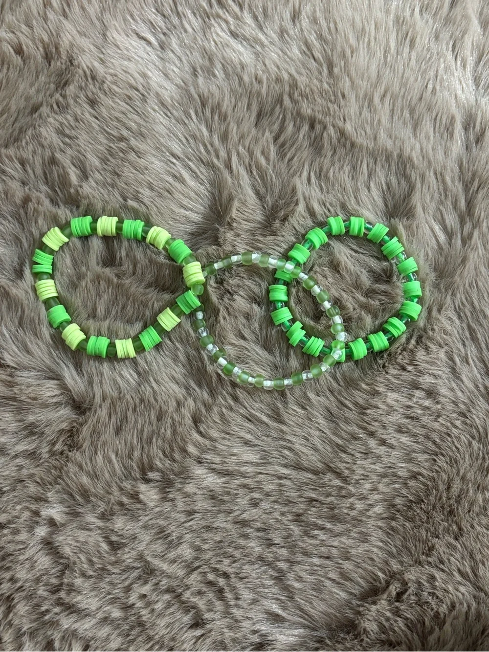 3pc Green Beaded Bracelet Set